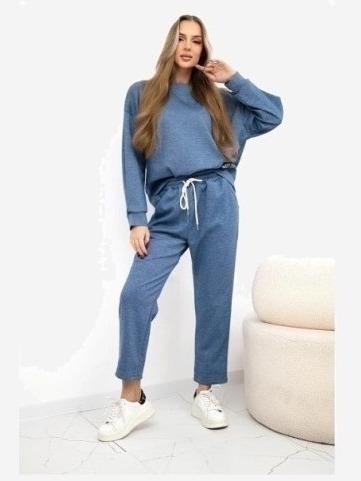 Viskózový set mikina + nohavice džínsová melanž