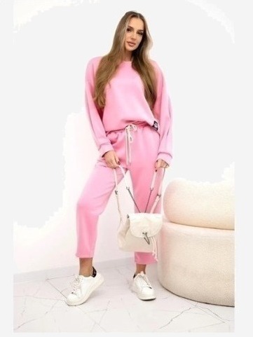 Viskózový set mikinové + nohavice svetloružová