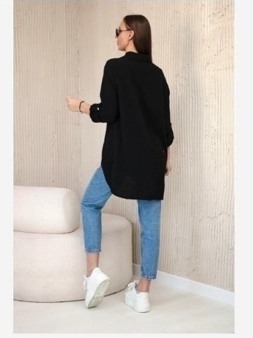 Bavlnená mušelínová košeľa oversize čierny