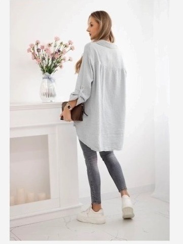 Bavlnená mušelínová košeľa Plus Size sivý
