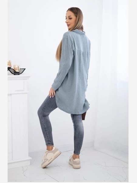 Bavlnená mušelínová košeľa Plus Size tmavosivá