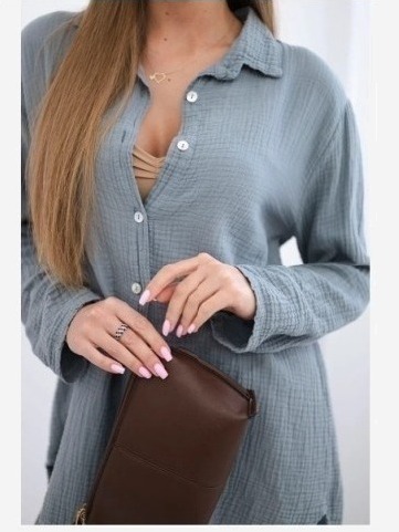 Bavlnená mušelínová košeľa Plus Size tmavosivá