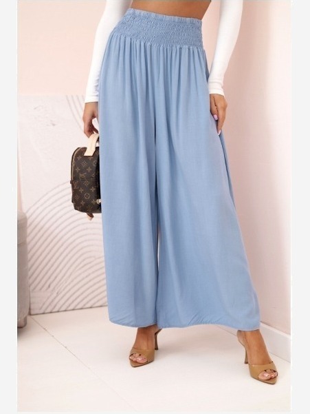 Dámske viskózové nohavice s elastickým pásom denim