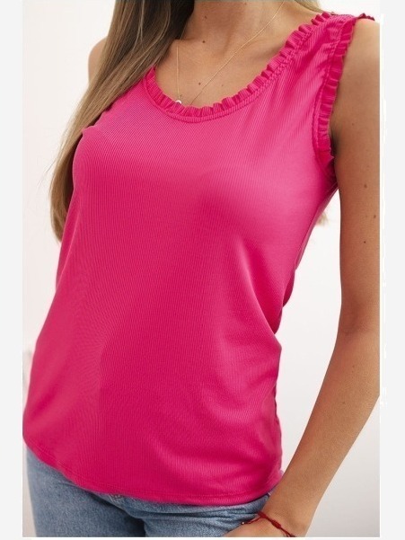 Dámska viskózová blúzka s volánom pri výstrihu fuchsia