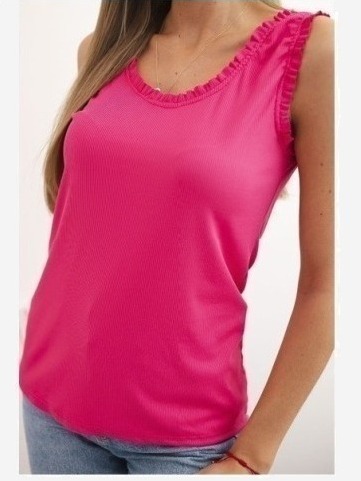 Dámska viskózová blúzka s volánom pri výstrihu fuchsia