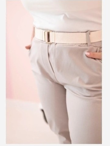 Dámske bavlnené nohavice Plus Size s opaskom tmavo béžová