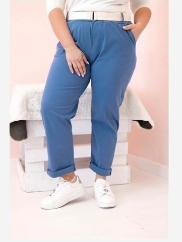 Dámske bavlnené nohavice Plus Size s opaskom denim