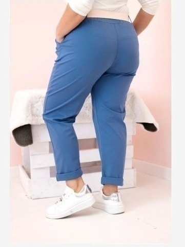 Dámske bavlnené nohavice Plus Size s opaskom denim