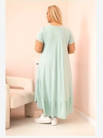 Dámske šaty plus size s krátkym rukávom a volánom z ľahkej viskózy mätová