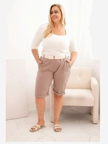 Dámske bavlnené šortky Plus Size s opaskom fango