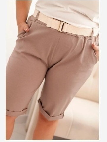 Dámske bavlnené šortky Plus Size s opaskom fango