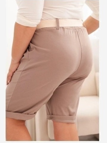 Dámske bavlnené šortky Plus Size s opaskom fango