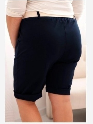 Dámske bavlnené šortky Plus Size s opaskom tmavomodrá