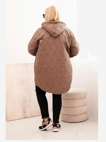 Dámska bunda Plus Size prešívaná s kapucňou a nápisom HOPE fango