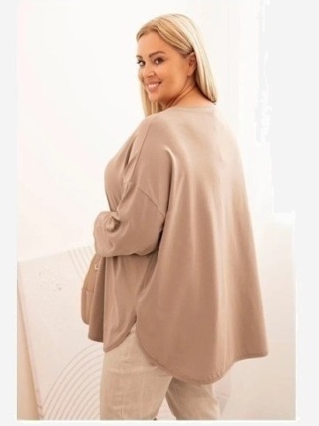 Dámska blúzka Plus Size s bavlnou, s vreckom a s vyhrnutým rukávom fango