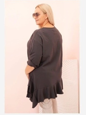Dámska blúzka Plus Size z bavlnou s vreckom a zrolovaným rukávom kiwi
