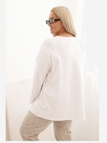 Dámska blúzka Plus Size z bavlnou s vreckom a zrolovaným rukávom kiwi