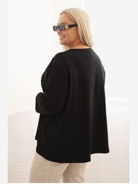 Dámska blúzka Plus Size z bavlnou s vreckom a zrolovaným rukávom kiwi