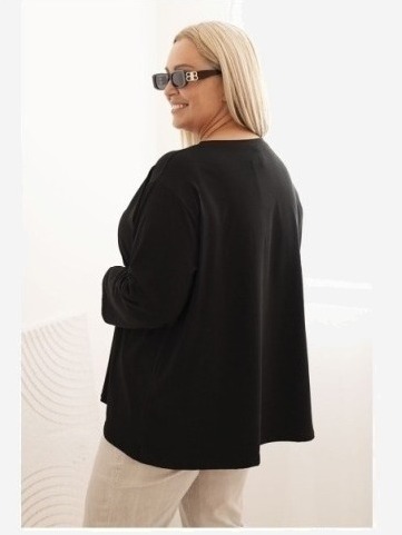 Dámska blúzka Plus Size z bavlnou s vreckom a zrolovaným rukávom kiwi