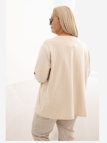 Dámska blúzka Plus Size z bavlnou s vreckom a zrolovaným rukávom kiwi
