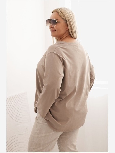 Dámska blúzka Plus Size z bavlnou s vreckom a zrolovaným rukávom kiwi
