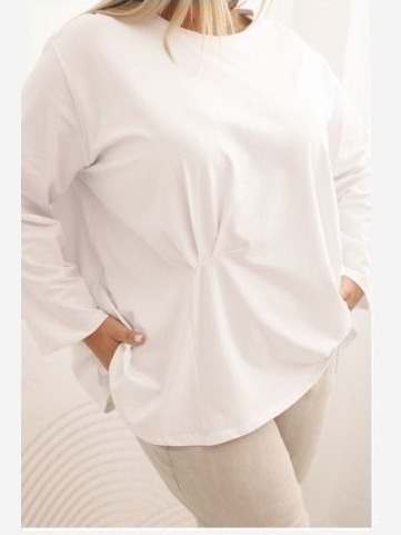 Dámska blúzka Plus Size z bavlnou s vreckom a zrolovaným rukávom kiwi
