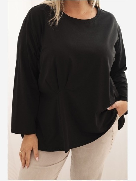 Dámska blúzka Plus Size z bavlnou s vreckom a zrolovaným rukávom kiwi