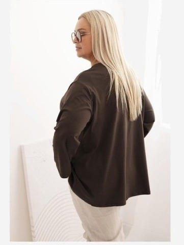 Dámska blúzka Plus Size z bavlnou s vreckom a zrolovaným rukávom kiwi