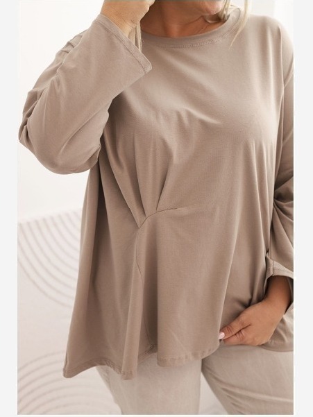 Dámska blúzka Plus Size z bavlnou s vreckom a zrolovaným rukávom kiwi
