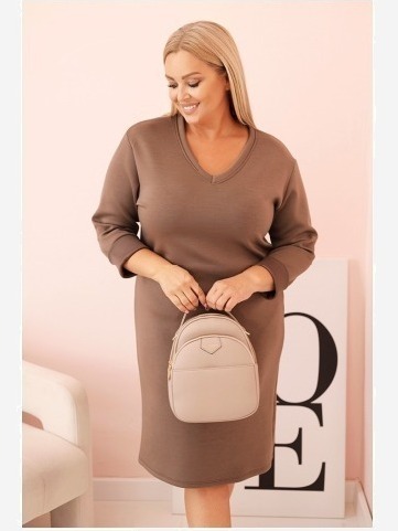 Šaty Plus Size maslová s dekoltom V a rukávom fango