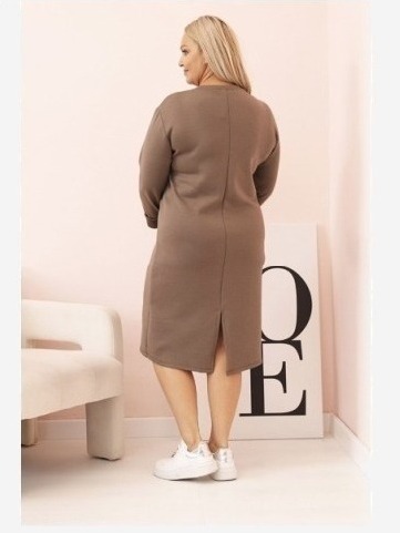 Šaty Plus Size maslová s dekoltom V a rukávom fango