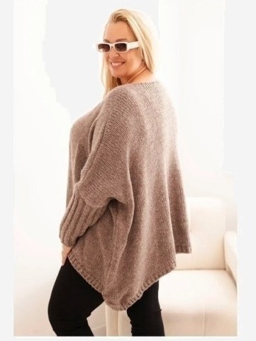 Dámsky sveter Plus Size z akrylom s voľným strihom a rukávom 3/4 fango