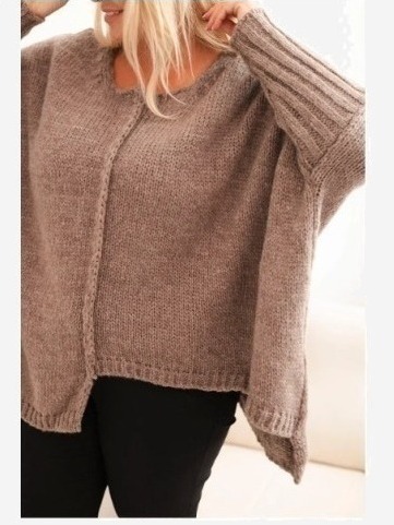 Dámsky sveter Plus Size z akrylom s voľným strihom a rukávom 3/4 fango