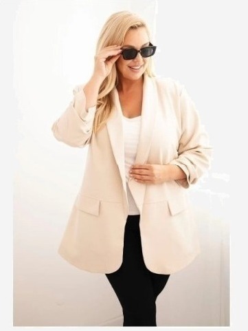 Dámska elegantná bunda Plus Size béžová