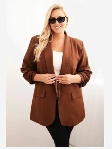 Dámske sako Plus Size elegantná hnedá