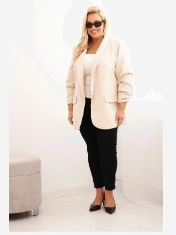 Dámska elegantná bunda Plus Size béžová