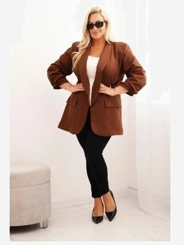 Dámske sako Plus Size elegantná hnedá
