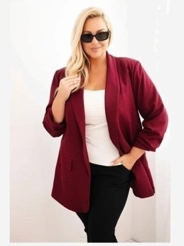 Dámske sako Plus Size elegantná bordová