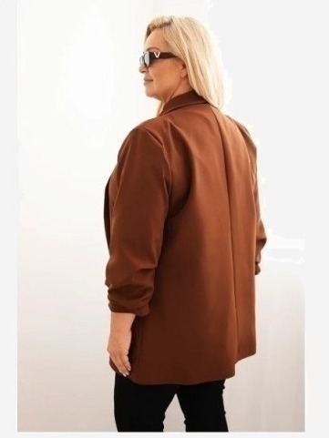 Dámske sako Plus Size elegantná hnedá