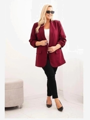 Dámske sako Plus Size elegantná bordová