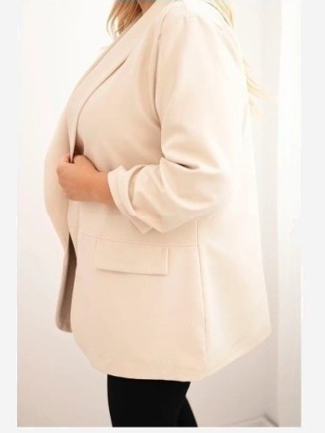 Dámska elegantná bunda Plus Size béžová