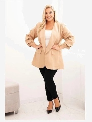 Sako plus size sako camelová