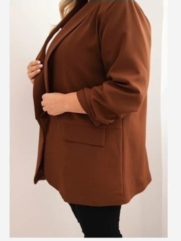 Dámske sako Plus Size elegantná hnedá