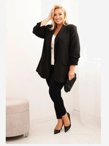 Dámske sako Plus Size elegantná čierna
