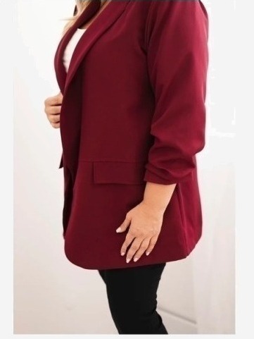 Dámske sako Plus Size elegantná bordová