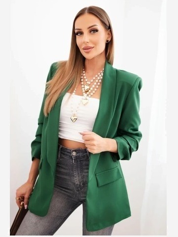 Elegantná bunda s chlopňami zelená
