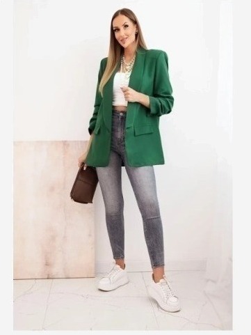 Elegantná bunda s chlopňami zelená
