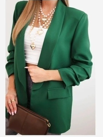Elegantná bunda s chlopňami zelená