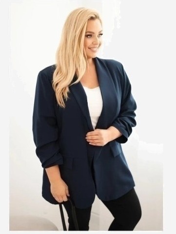 Dámske elegantné plus size sako modrá