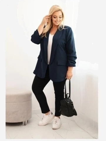 Dámske elegantné plus size sako modrá